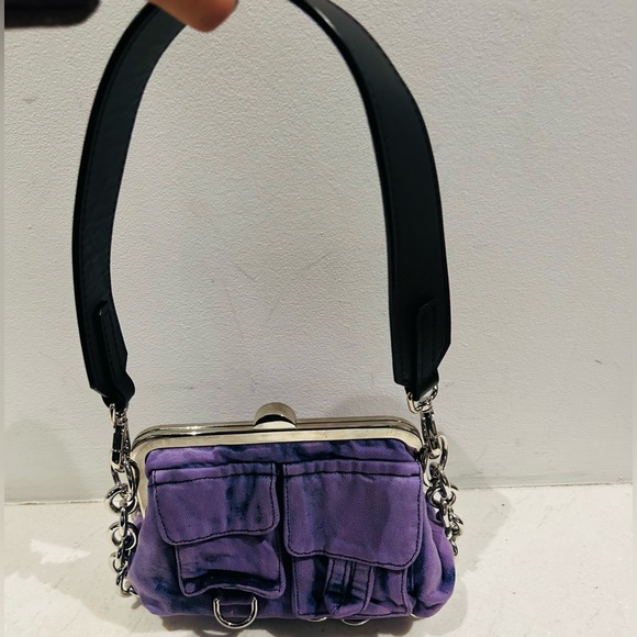 Marques Almeida lilac purple denim and black leather chain bag. - Picture 10 of 16